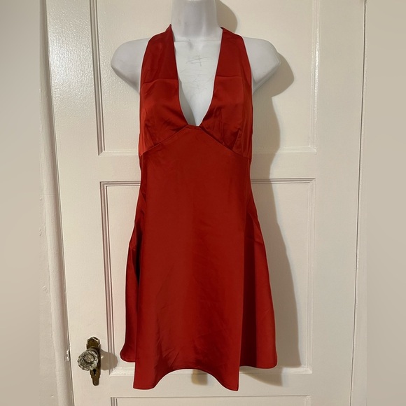 NWT Princess Polly Red satin slip dress fevers halter mini dress red - Picture 4 of 7